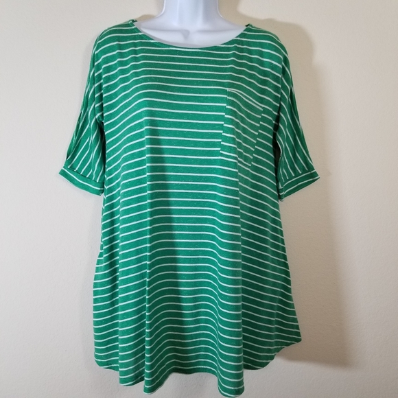 Umgee Dresses & Skirts - Umgee Oversized Kelly Green Striped Cotton Blend Dress w/ POCKETS, Size small